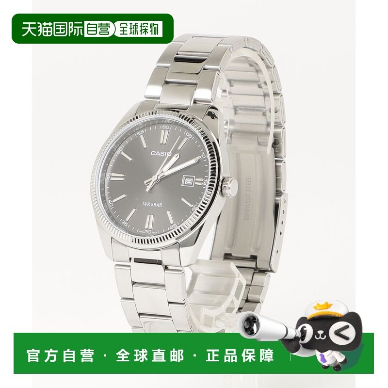 日本直邮卡西欧男士金属表带简约三针日历机械腕表MTP-1302D-1A1J