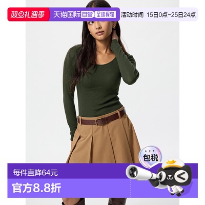 日潮跑腿UNIQLO优衣库 保暖 Heattech 罗纹 U 领文胸 T 恤/长袖 4