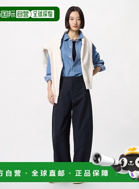 日潮跑腿UNIQLO优衣库 女款针织直筒长裤较长 69 NAVY XS 477345