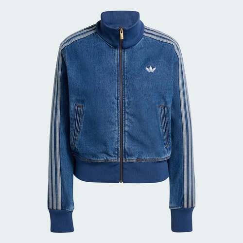 日本直邮Adidas/阿迪达斯条纹拉链运动长袖牛仔外套女款 KD2913
