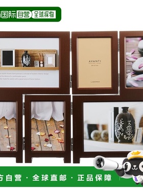 【日本直邮】LADONNA 6栏立式对折合页相框摆台棕色MA63-60-DBR