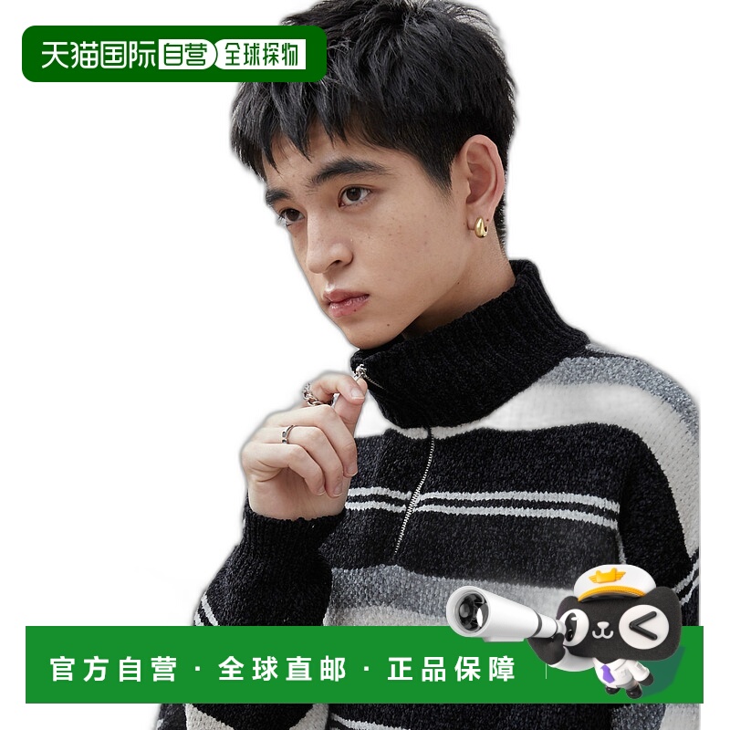 1h可退 日本直邮WEGO 男女同款天鹅绒半拉链套头衫 WE24WN11M0009