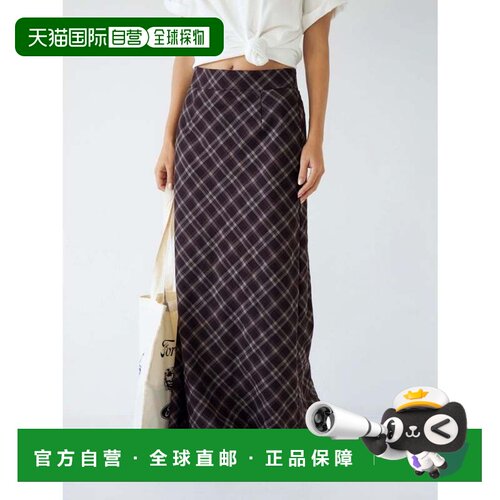 日本直邮格纹眼线半身裙 棕色