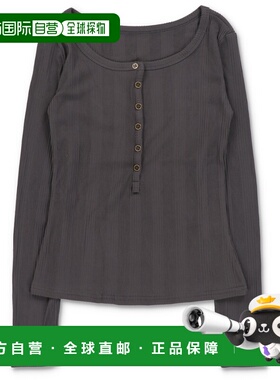 日本直邮SPINNS 女装亨利领长袖T恤 按扣设计 251024KR5