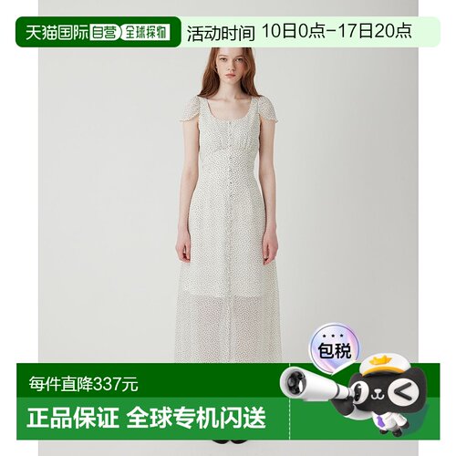1h可退 日本直邮DEICY女士杨柳雪纺点点长款连衣裙修身设计蕾丝背