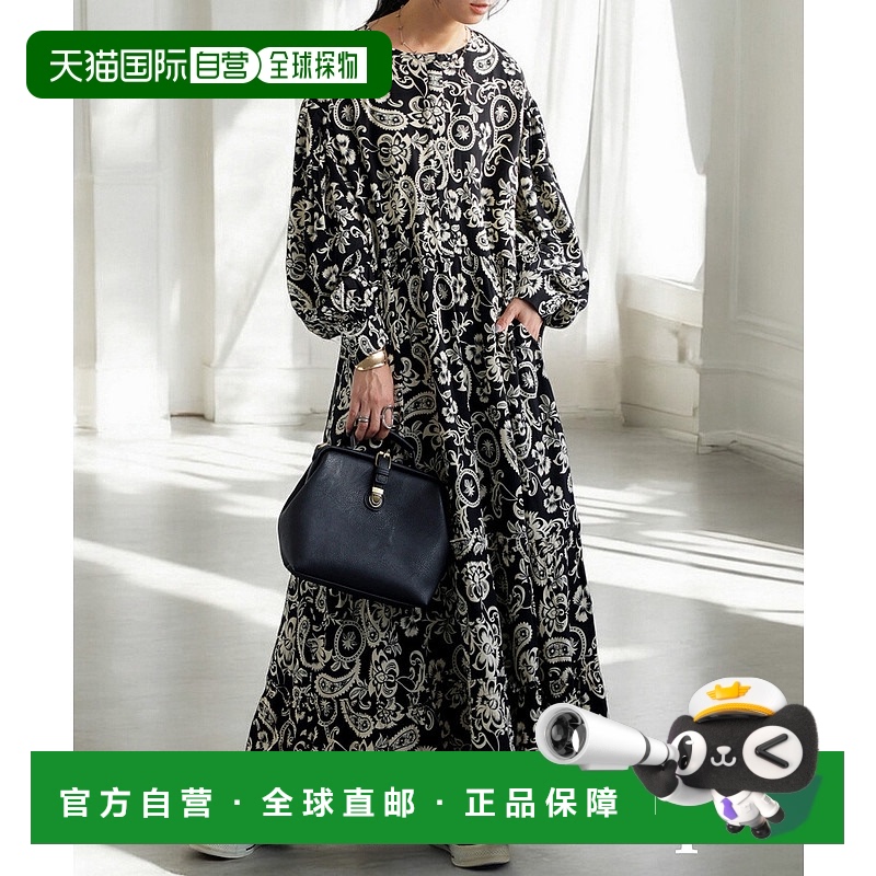 1h可退 日本直邮antiqua 女士复古印花A字版连衣裙 PK01174