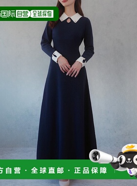 日本直邮JUNOAH 双色半喇叭针织连衣裙 [JU5602EW006713]