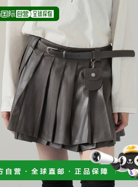 1h可退 日本直邮Ulysses 女装 仿皮拼接褶皱迷你裙 半身设计 DDS2