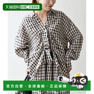 日本直邮SHIPS any 女装 宽松Gingham方格 足球纹 抽绳衬衫 72111