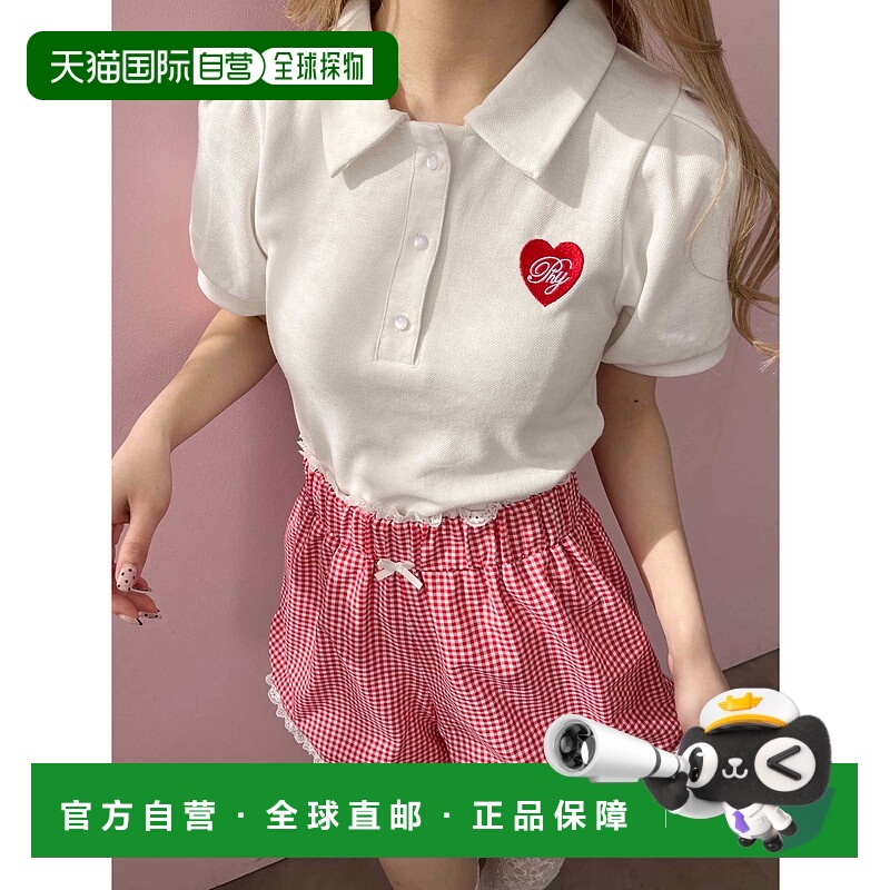 1h可退 日本直邮PHILLY 女士心形刺绣短袖POLO衫 PWC25SS047