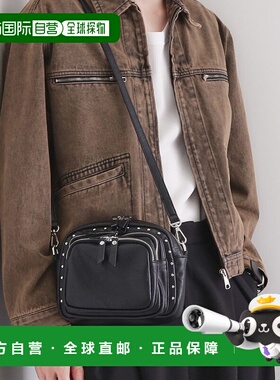 日本直邮tk.TAKEO KIKUCHI男士复古铆钉装饰双口袋肩背包 9790430