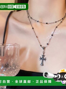 1h可退 日本直邮MASHIRO 男女同款Y2K风格十字架双层颈链 AC24095
