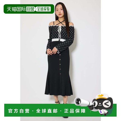 日本直邮rienda 黑色蝴蝶结开衫美人鱼针织连衣裙套装