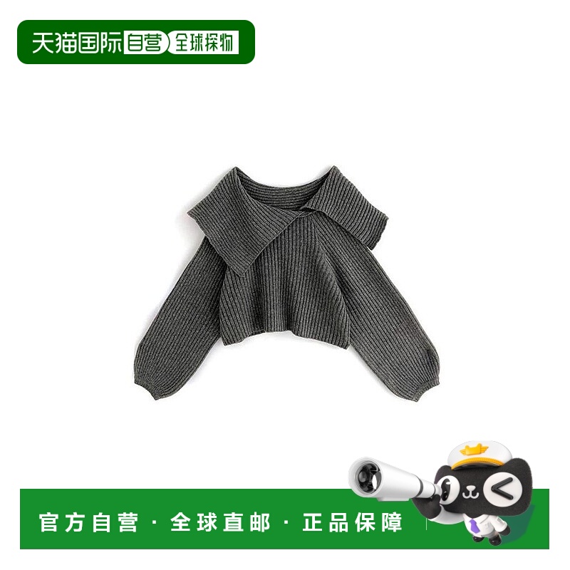 日本直邮日潮 GRL 不对称大翻领针织上衣 lt34短款宽松