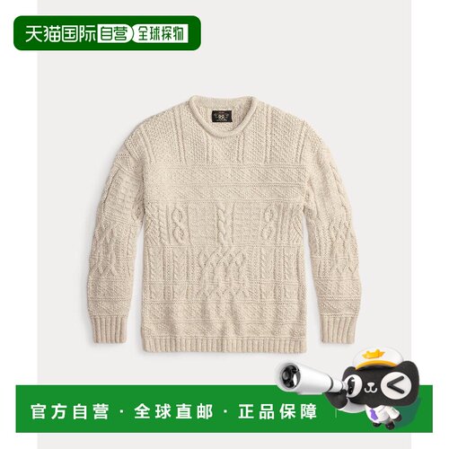 日本直邮Double RL 男士 宽松罗纹高领麻棉丝混纺绞花针织衫 MNRR