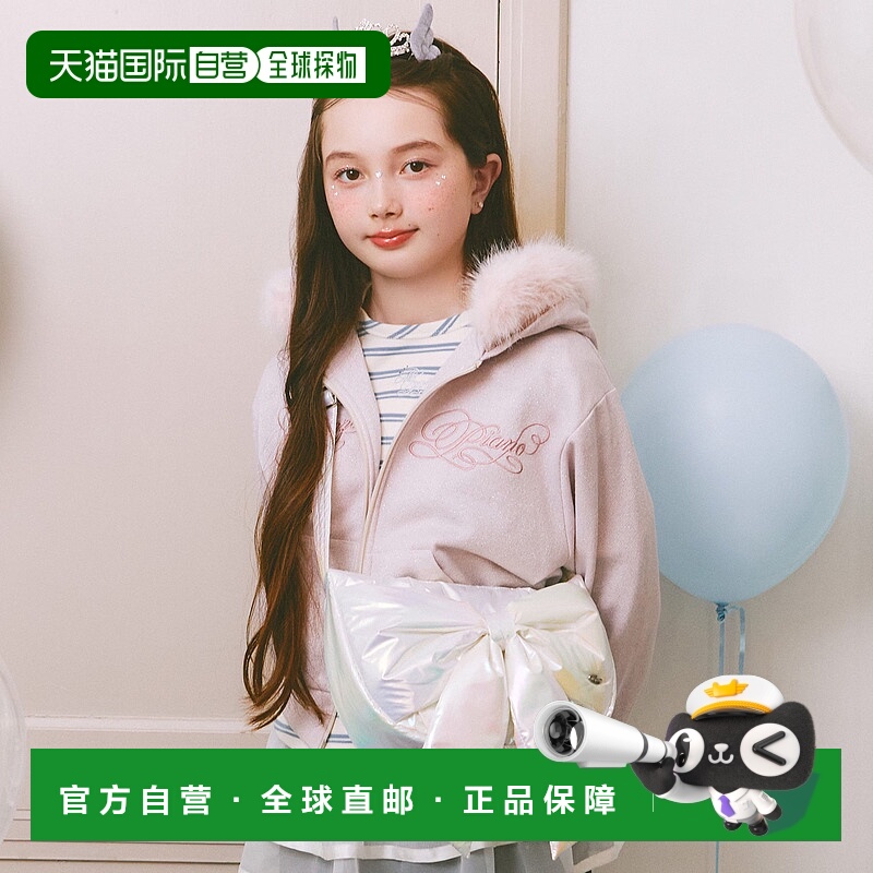 1h可退 日本直邮mezzo piano Junior 女童 亮面绒布拉链连帽衫 可