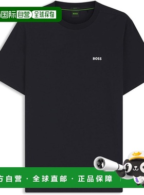 【日本直邮】BOSS 男士常规版弹力棉对比LogoT恤 深蓝色