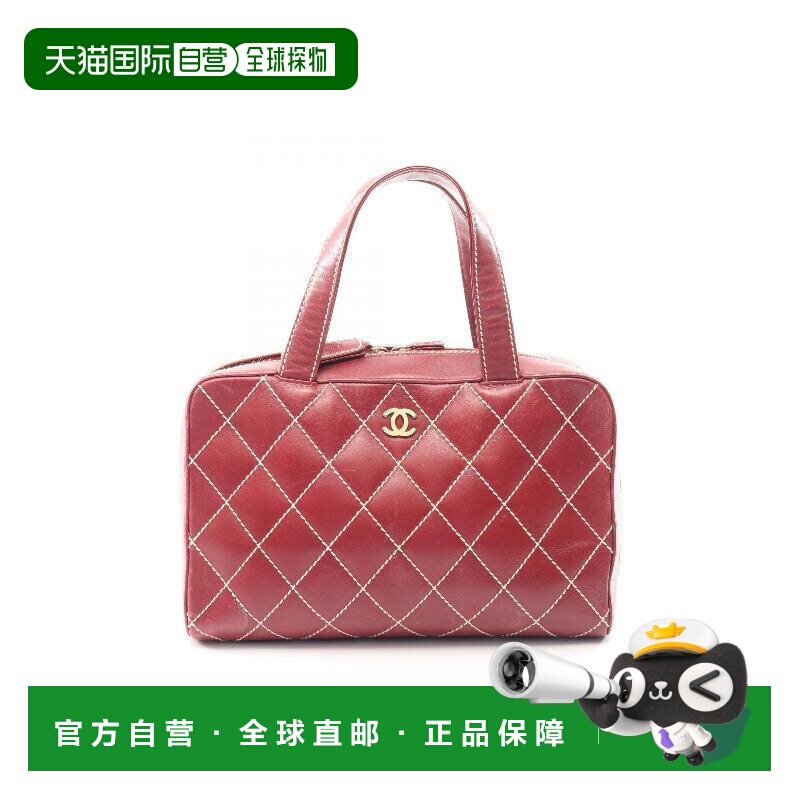 日本直邮中古Chanel香奈儿女包B级9新handbag手提包牛皮手提包红