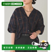 日本直邮Loungedress 女士宽松V领 flap口袋 1h可退 格纹衬衫 可