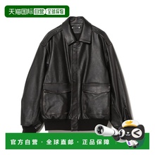 1h可退 日本直邮ssstein 男装 头层牛皮复古飞行夹克 半拉链宽松