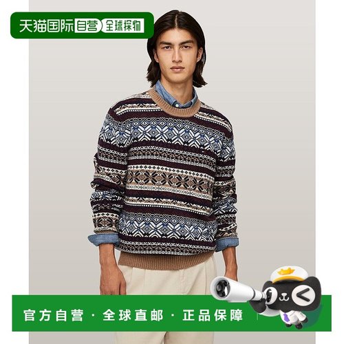 日本直邮TOMMY HILFIGER 礼品羊毛混纺费尔岛图案针织衫 TO3203EM