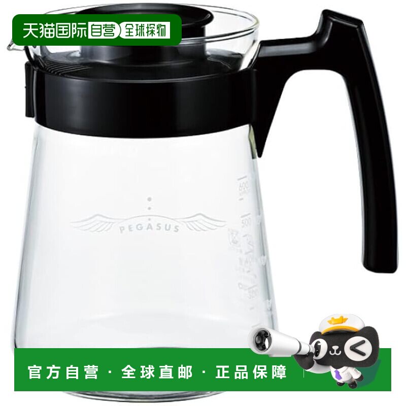 【日本直邮】HARIO玻璃王 咖啡壶 600ml 2-5杯 黑色PES-02-B