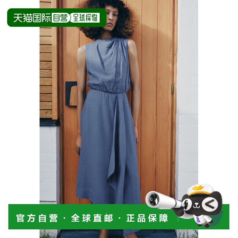 日本直邮Zara亚麻无袖中长款连衣裙