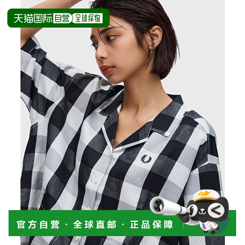 1h可退 日本直邮FRED PERRY 女士单色格纹衬衫 G9193新款