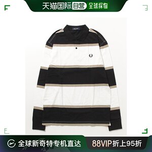 日本直邮FRED PERRY 男士休闲条纹长袖Polo衫 软质全棉舒适合身