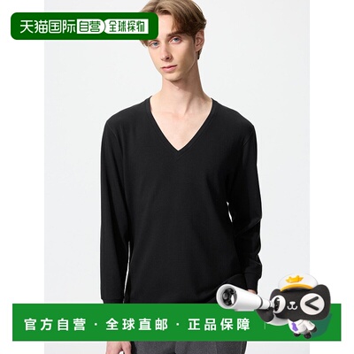日本直邮Uniqlo Uniqlo 发热棉V领9分袖T恤 479479男装优衣库