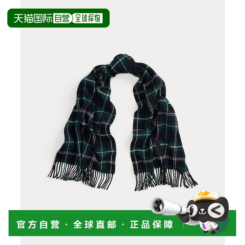 1h可退 日本直邮Polo Ralph Lauren 女装 全羊毛 格纹围巾 缎面大