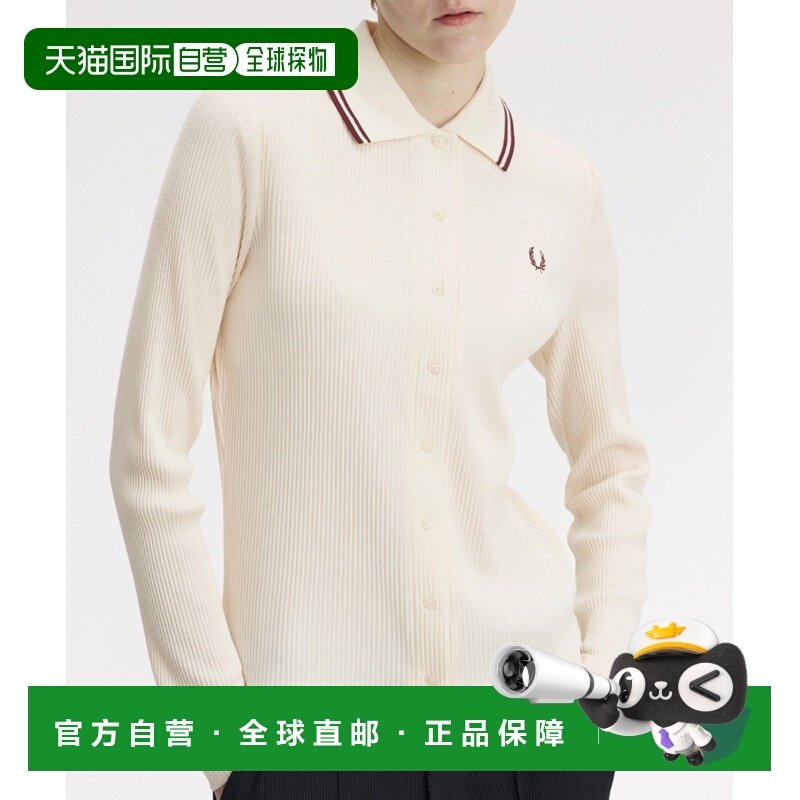 1h可退 日本直邮FRED PERRY 女装 全棉混纺修身长袖Polo衫 半开襟,女装/女士精品,POLO衫,淘宝优惠券,粉丝福利购,淘宝优惠卷