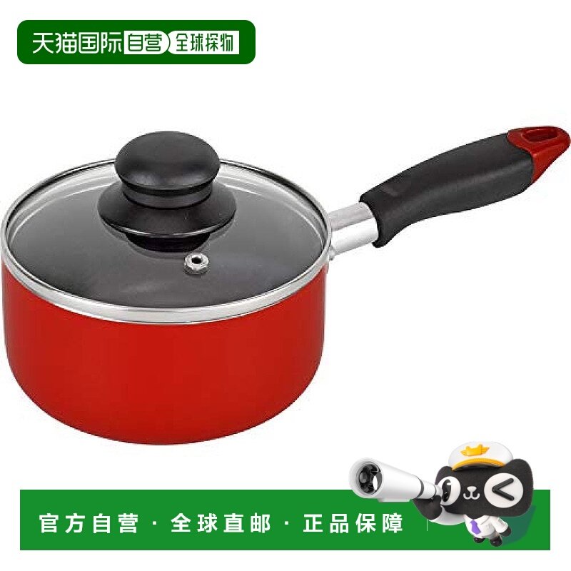 【日本直邮】Peace Fraise 迷你牛奶锅 14cm 紅色 附玻璃锅盖