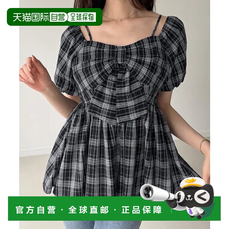 日本直邮蝴蝶结设计荷叶边上衣泡泡袖通勤女装