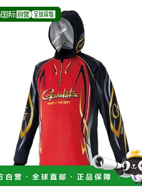 日本直邮Gamakatsu Wear GM3736 2WAY 印花拉链衬衫连帽衫 红色 M