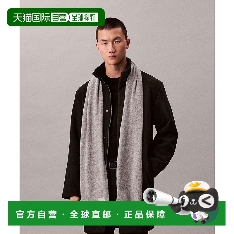 1h可退 日本直邮Calvin Klein 男女同款 羊绒针织围巾 经典logo贴