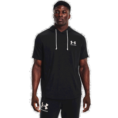日潮跑腿Under Armour 安德玛 男款短袖衬衫连帽衫卫衣 黑色 3L A