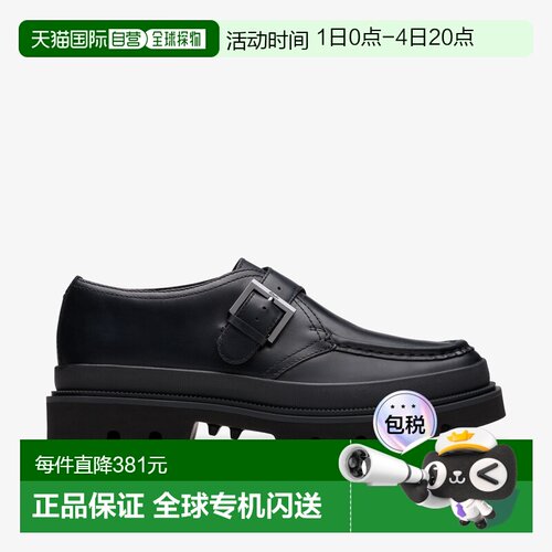 日本直邮Clarks Badell Monk（黑色皮革）男鞋厚底鞋单鞋