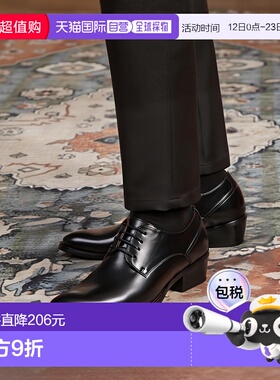 【日本直邮】Gino Zeeno 长鼻子商务鞋 素趾外羽系带 (黑色)皮鞋