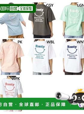 日本直邮Rusty 女士笑脸 Sagara 刺绣 T 恤（带领尖）短袖 T 恤上