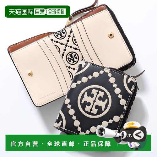 日本直邮TORY BURCH 女士对折钱包 146179迷你钱包双 T 皮革001/-