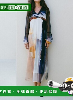 日本直邮sahara 女装 长款连衣裙 层叠设计 自然艺术印花 01OP184