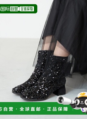 日本直邮Menue 方形鞋头梯形跟短靴 [ME8623BW02192] 黑色