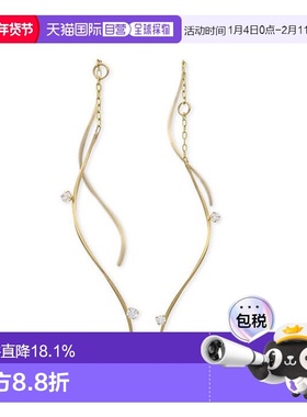 日本直邮wisp耳钉女士10K金色锆石流苏耳线潮流百搭休闲宝石小众