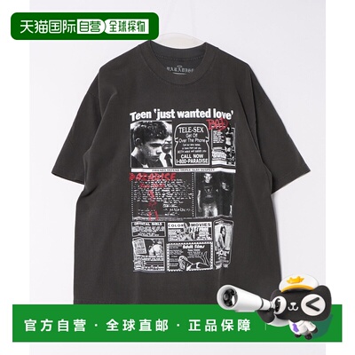 1h可退 日本直邮PARADISE NYC 男女同款 宽松版型 报纸风印花T恤