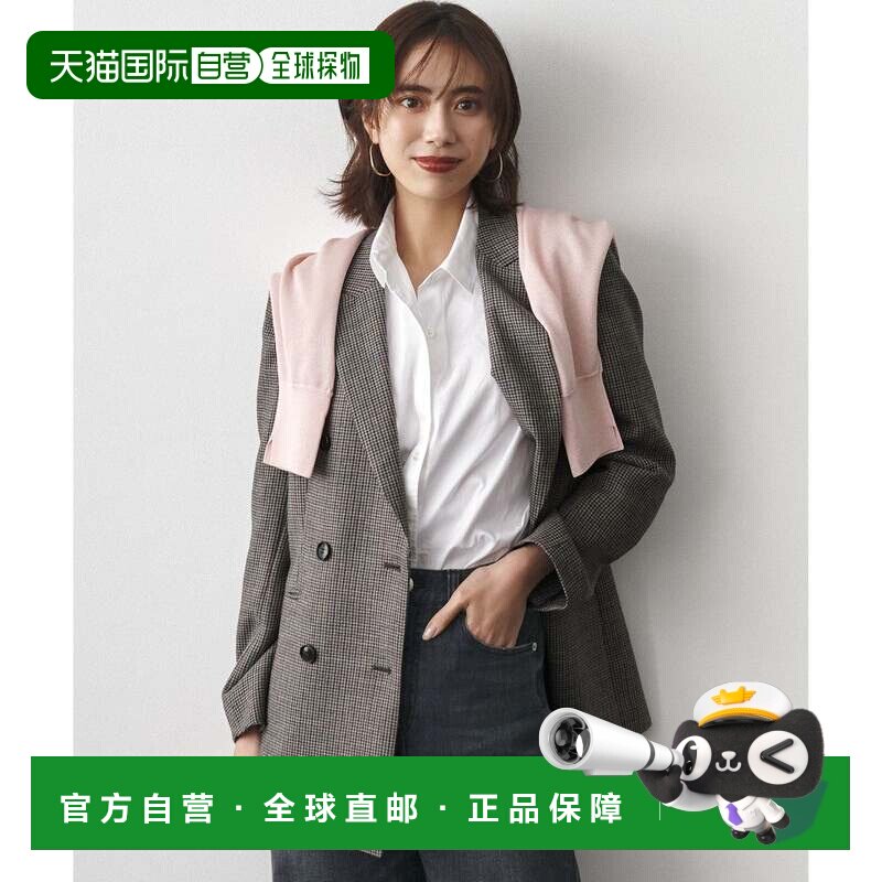 日本直邮23区 BALLI经典羊毛格纹双排扣浅灰色 系夹克套装