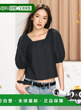 1h可退 日本直邮petit main LIEN 女装 巴尔loon袖牛仔调连衣裙