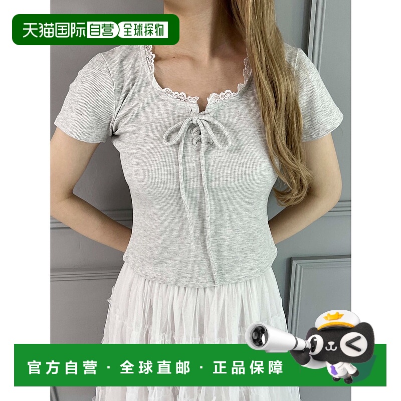 1h可退 日本直邮PHILLY 女士迷你花边系带T恤 PWC25SS147