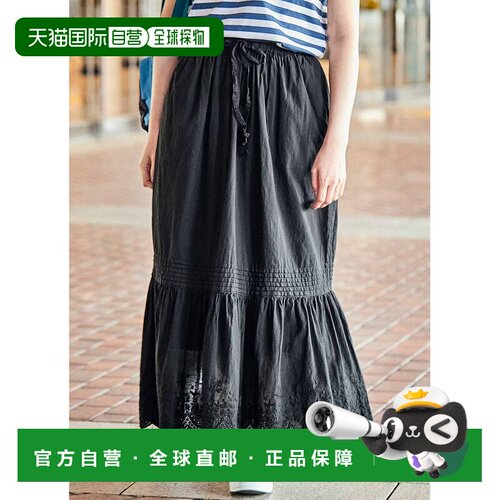 1h可退 日本直邮THREE FIFTY STANDARD 女士黑色棉质蕾丝裙 35139