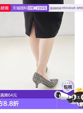 日本直邮Menue 中跟女式浅口鞋 ME8623BW02032 黑色高跟鞋单鞋